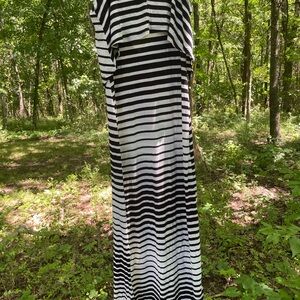 Striped Black and White Very Low Back Maxi Dress Size Small NWT